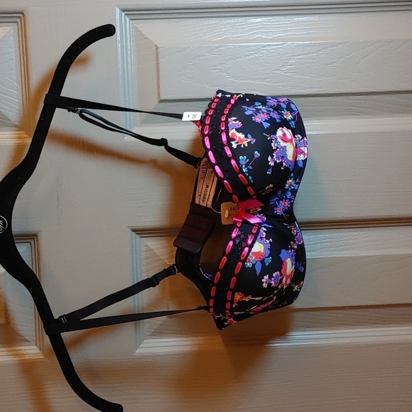 NWT BLACK MULTI FLORAL LA SENZA PERFECTLY ME PUSH UP BRA 34B - Picture 4 of 12
